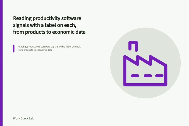 Reading productivity software signals with a label on each, from products to economic data. Reading productivity software signals with a label on each, from products to economic data