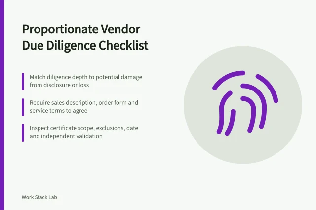 Checklist for proportionate vendor due diligence on productivity software. Proportionate vendor due diligence for productivity software, identity to exit