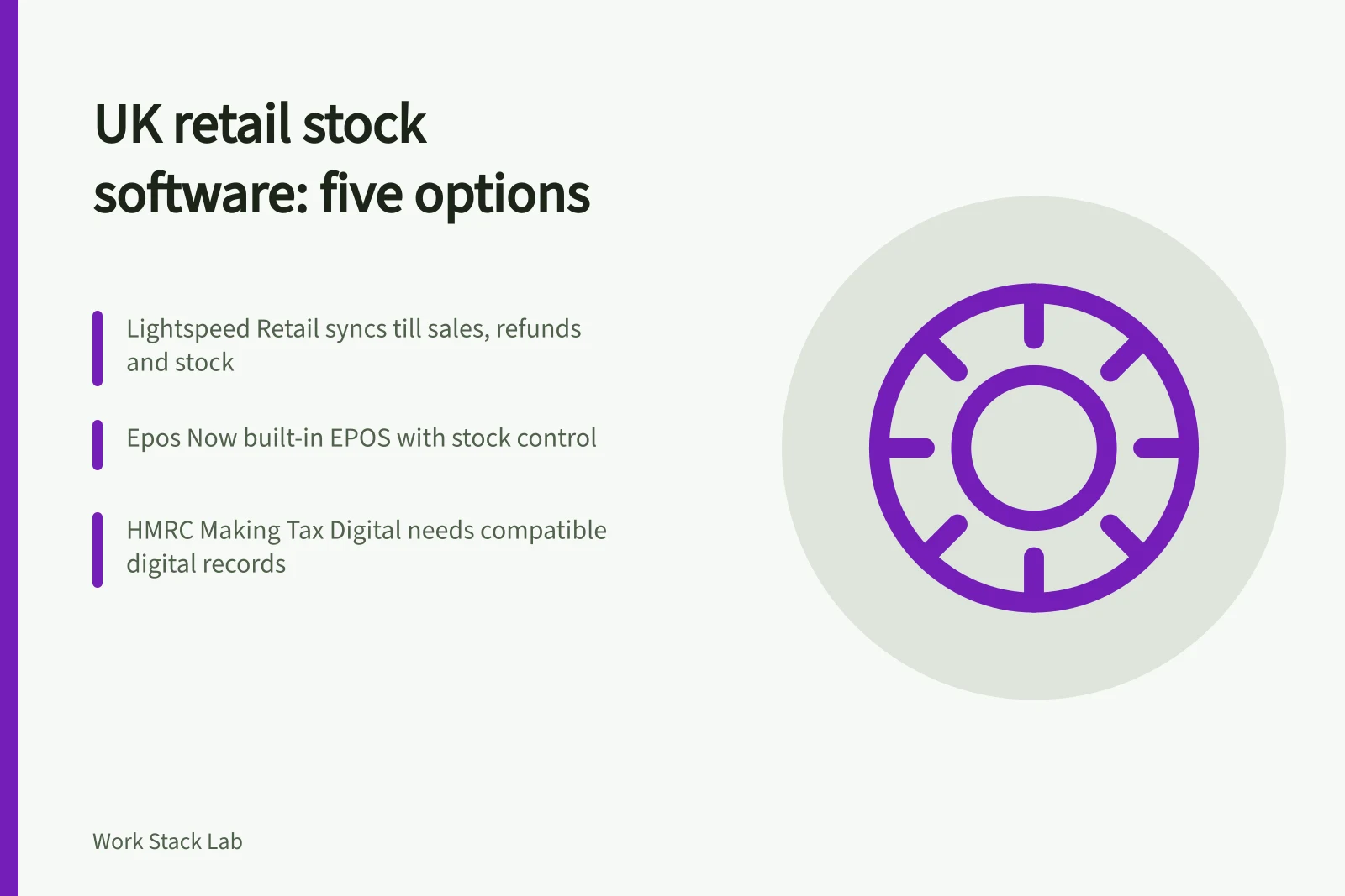 Card comparing five UK inventory software options for EPOS and VAT