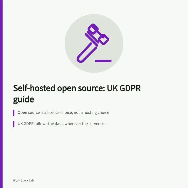 Card on UK self-hosted open source productivity and GDPR duties. Open source productivity software UK: a self-hosted guide